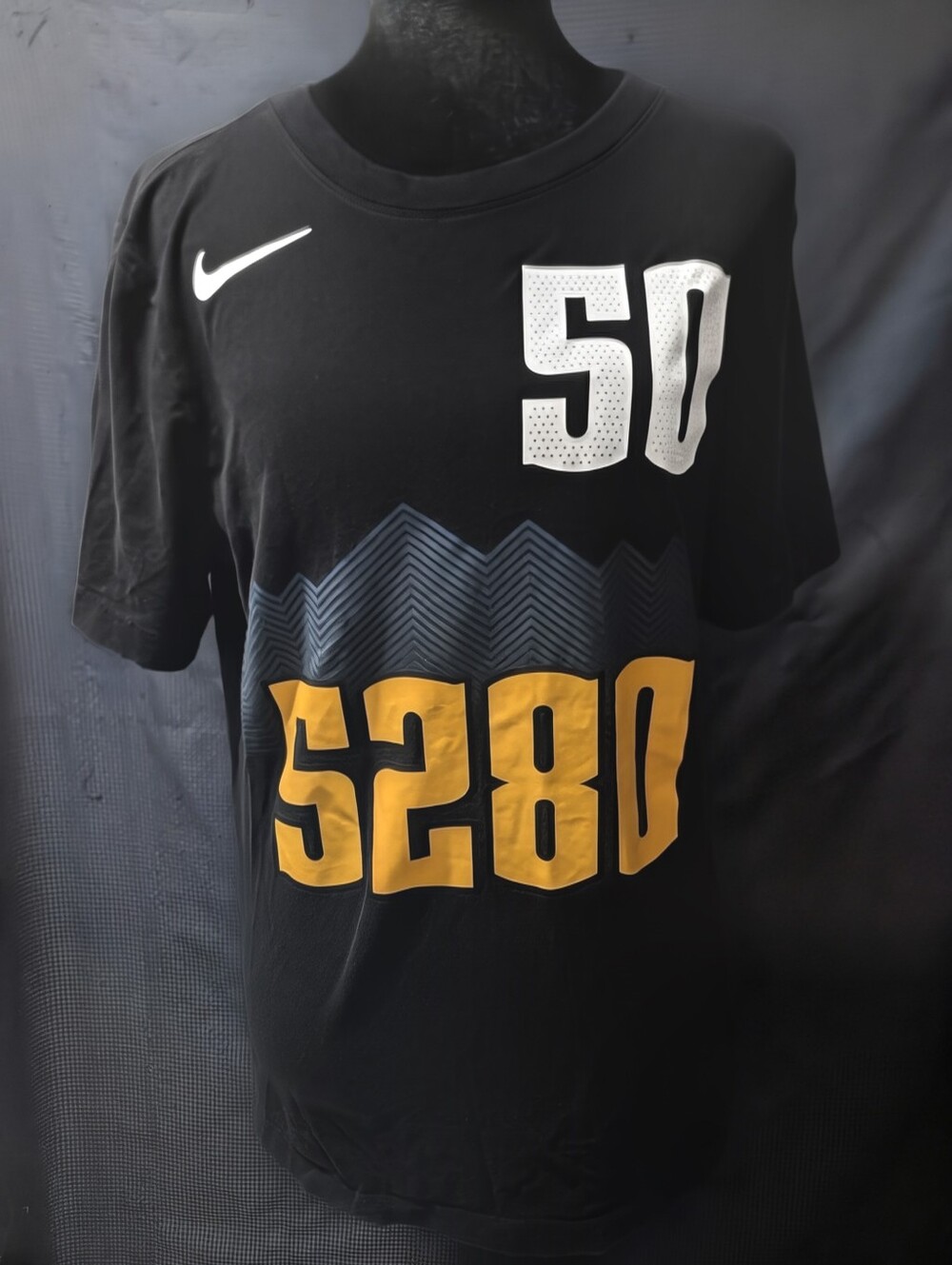 Nike Black Short Sleeve Graphic Tee with White and Gold Numbering
